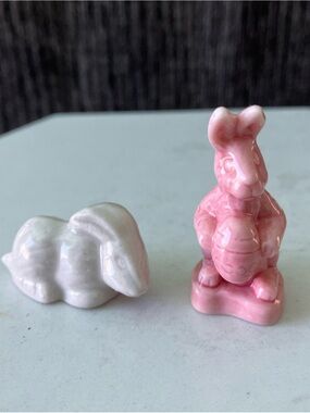 Vintage Wade Whimsies Red Rose Tea Ceramic Pink Easter Rabbit & White Rabbit